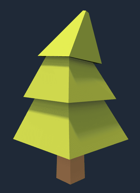 A 3D model of a pine tree